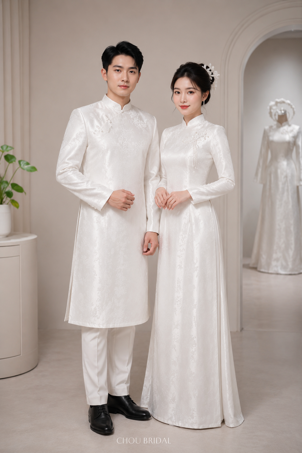 ao dai trang nam nu
