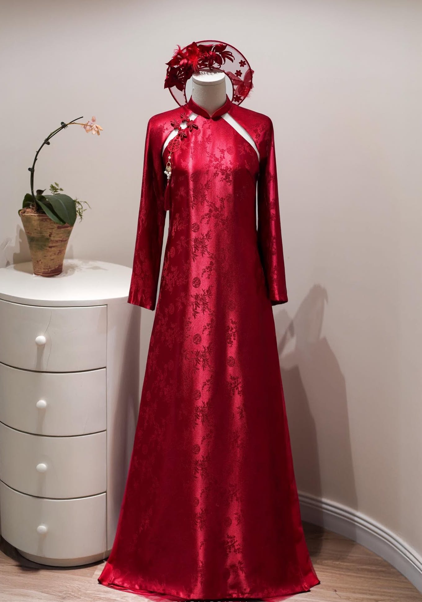 ao dai co dau vai gam