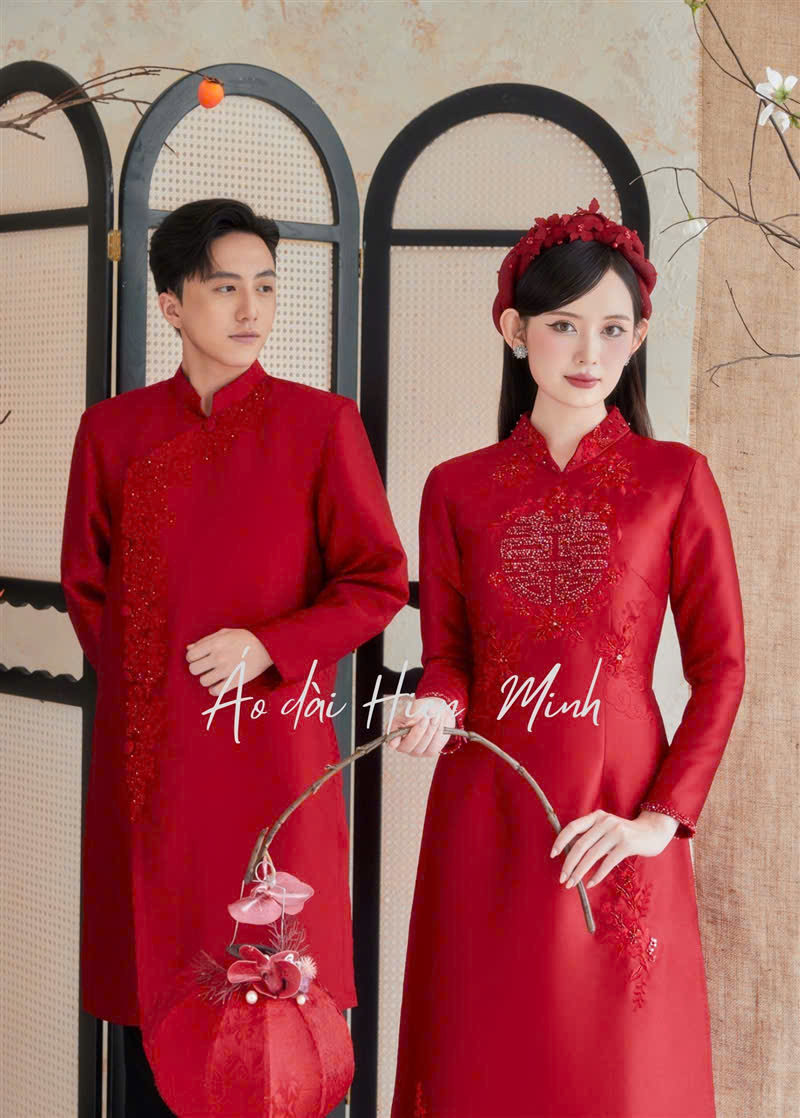 ao dai cuoi do cap doi