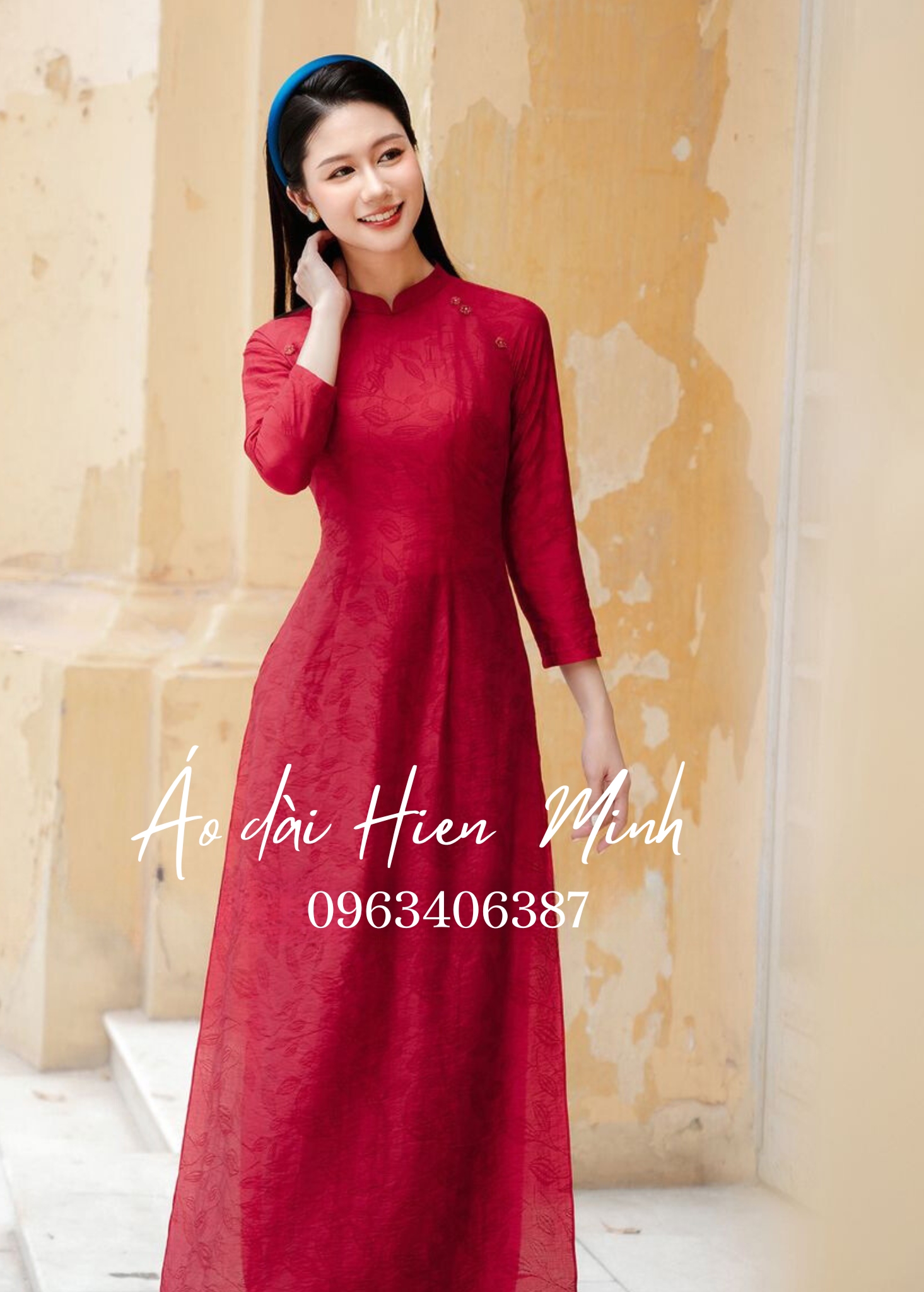 ao dai co dau mau do tron