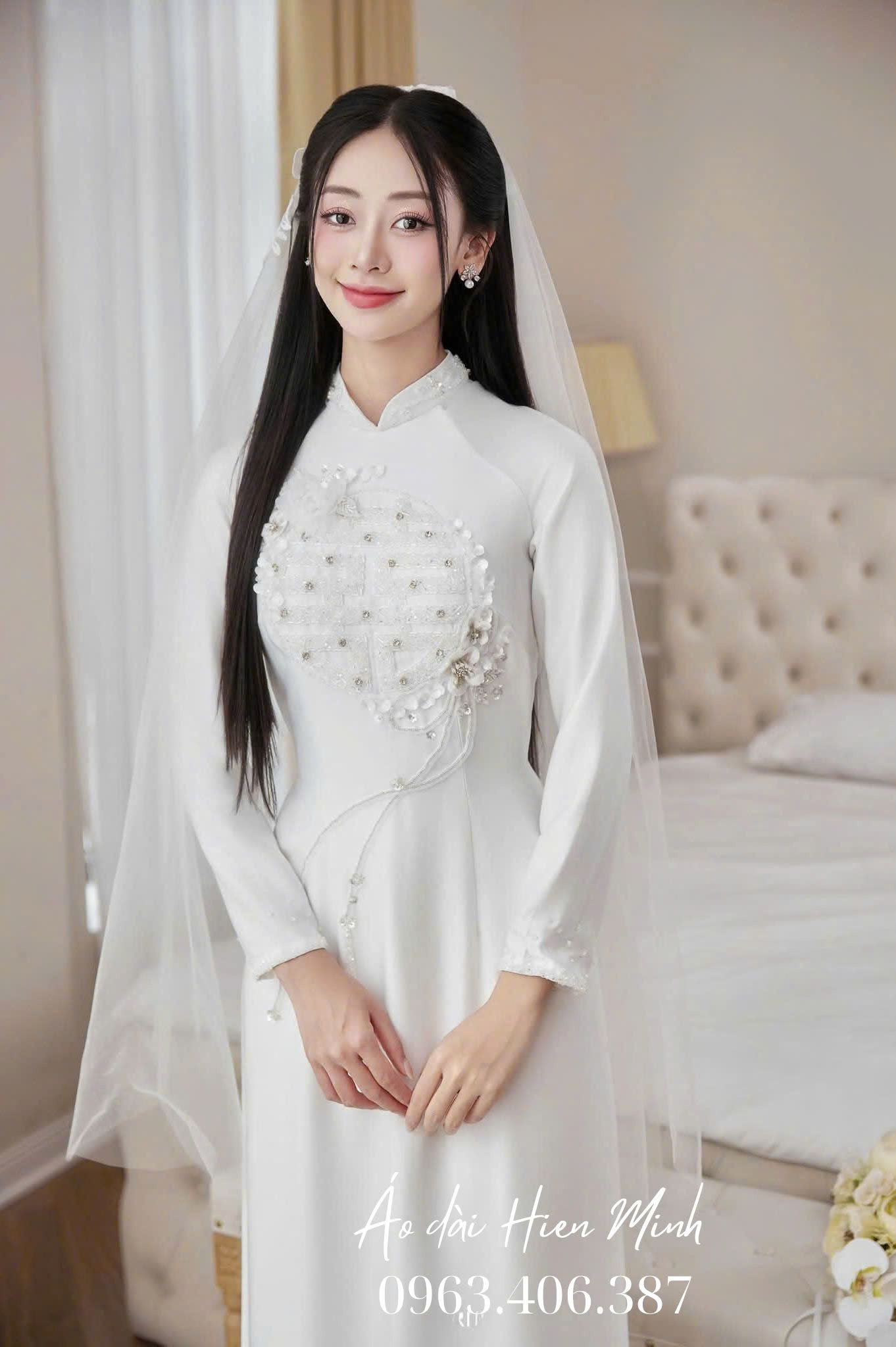 ao dai co dau trang don gian
