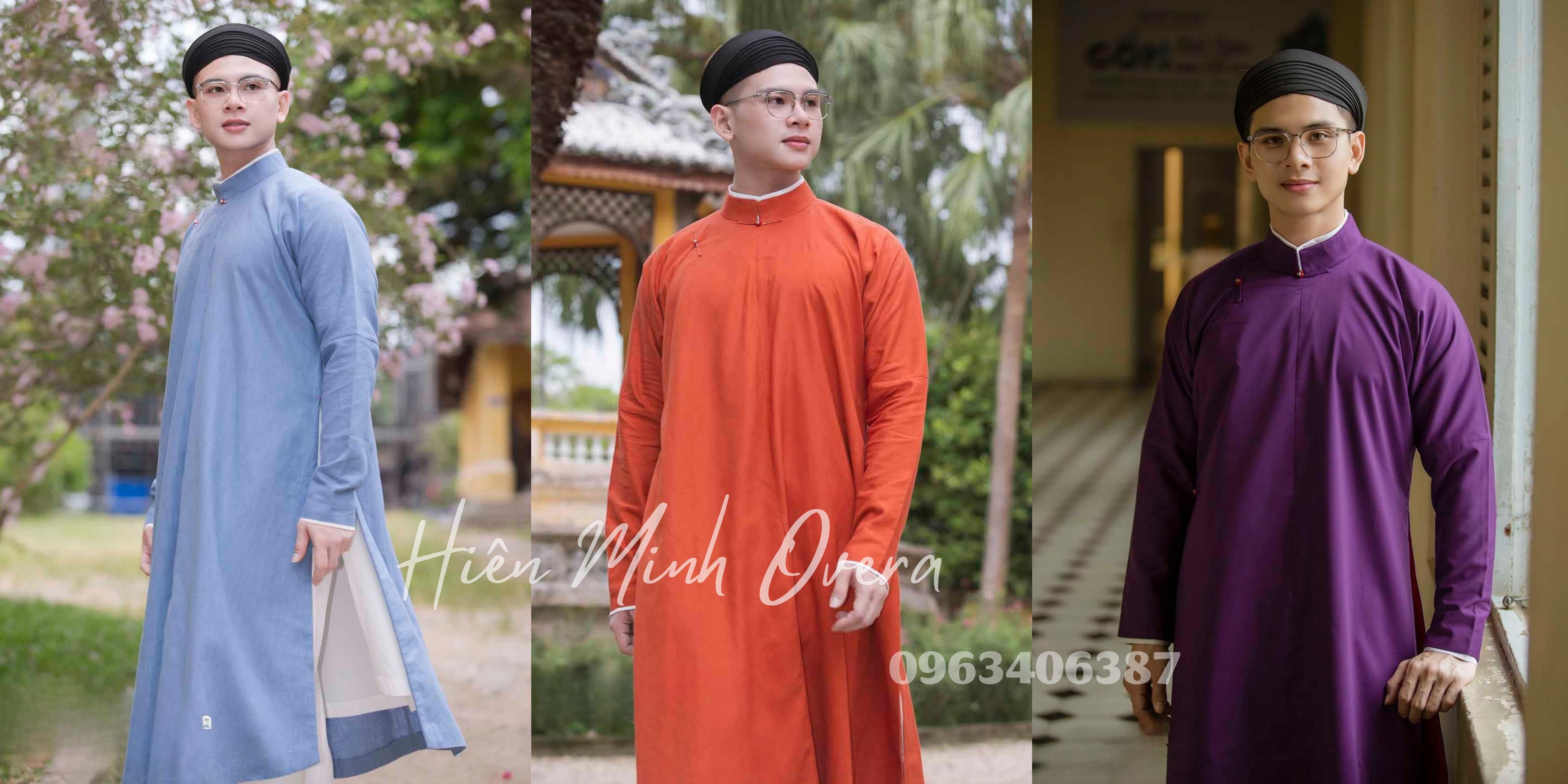 ao dai nam kem khan xep