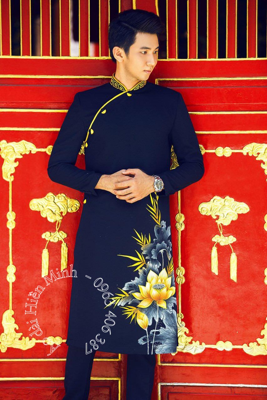 ao dai nam hoa sen