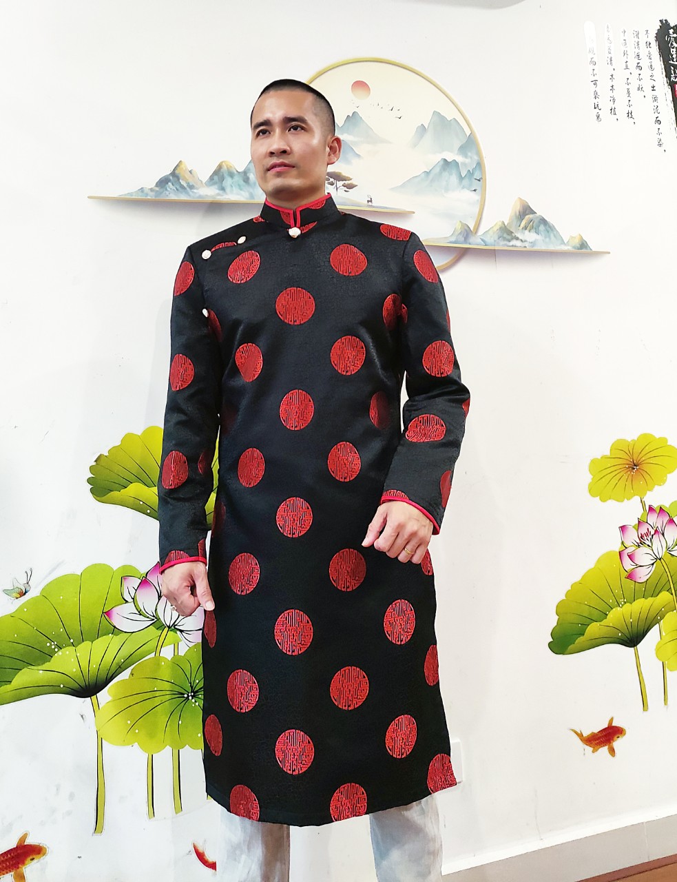 ao dai nam gam den