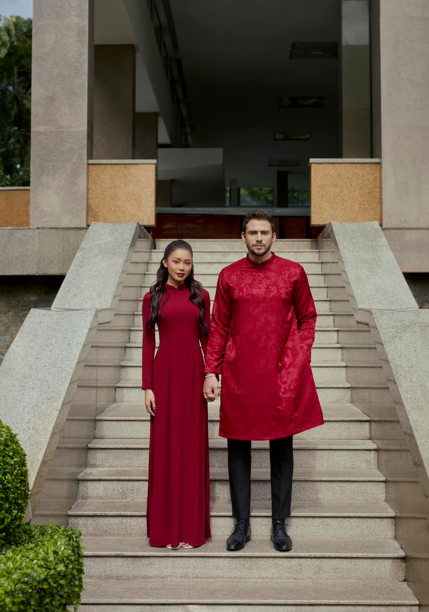 25++ Mẫu áo dài cưới đôi dành cho cô dâu chú rể đẹp nhất hiện nay