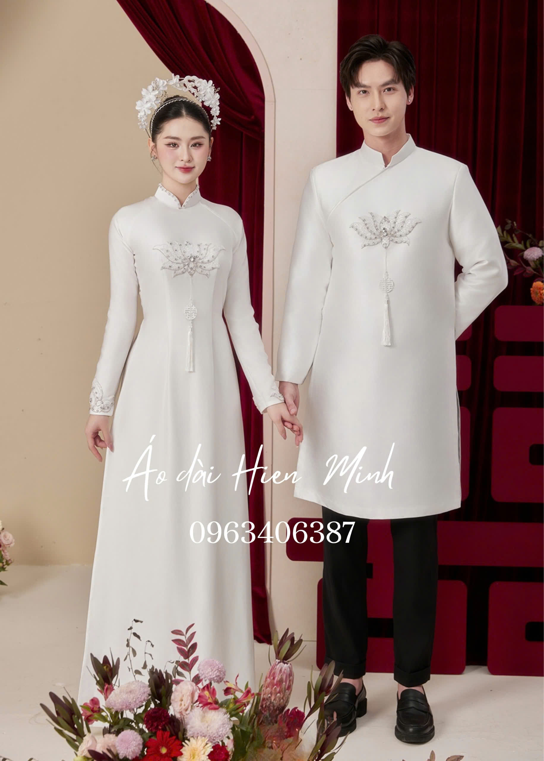 &Aacute;o d&agrave;i cưới đ&ocirc;i m&agrave;u trắng sang trọng cho c&ocirc; d&acirc;u ch&uacute; rể 