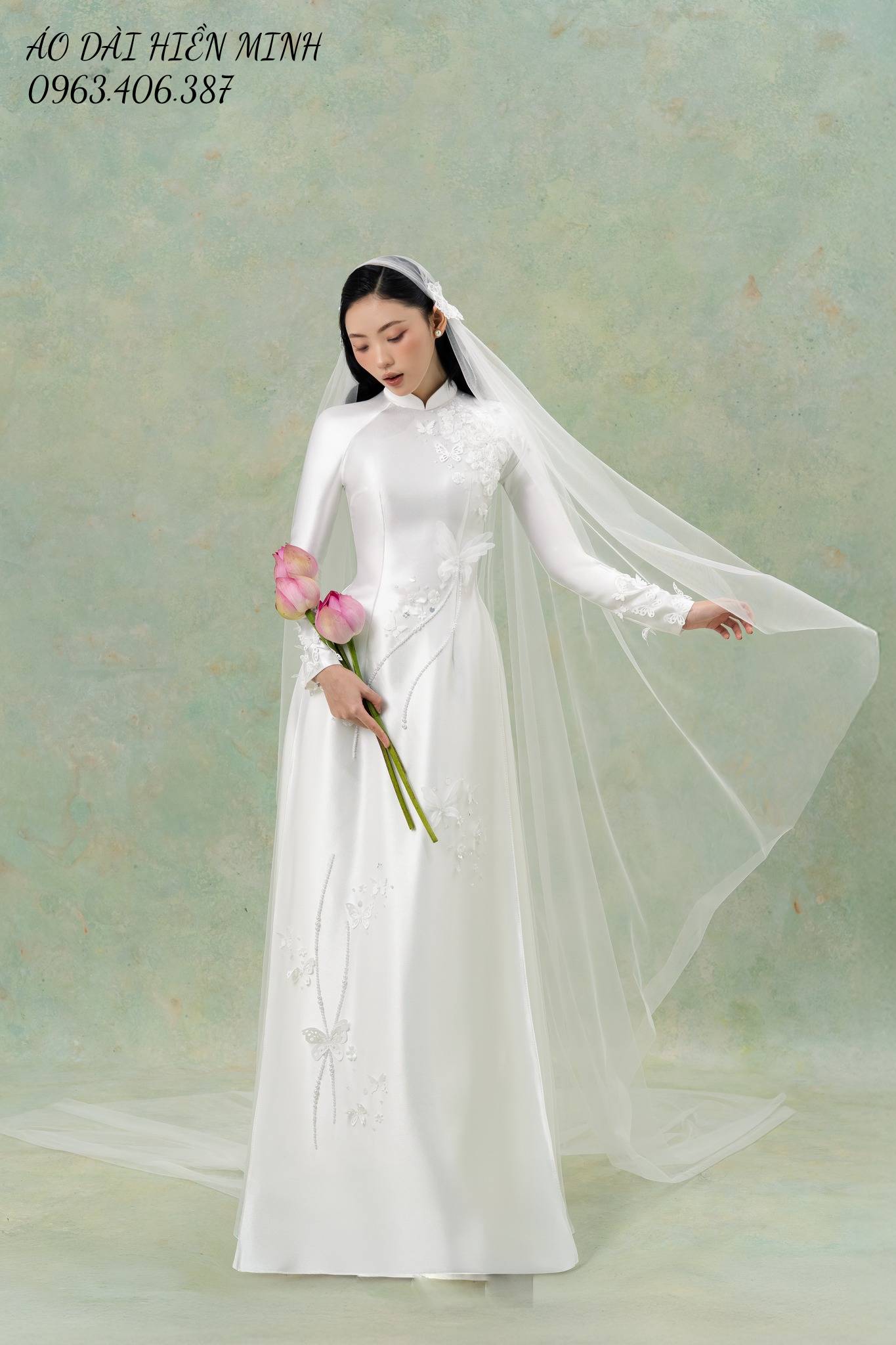 &Aacute;o d&agrave;i cưới truyền thống m&agrave;u trắng 