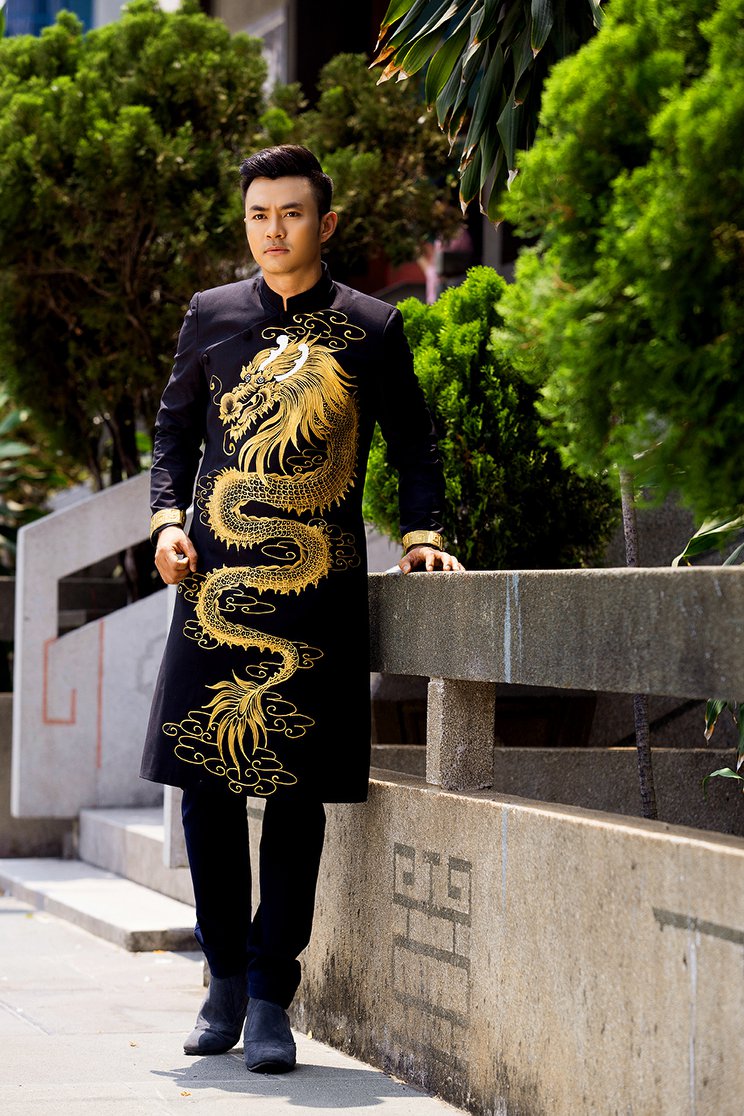 15 Mẫu Áo Dài Cách Tân Nam Họa Tiết Rồng Sang Trọng Được Yêu Thích Nhất