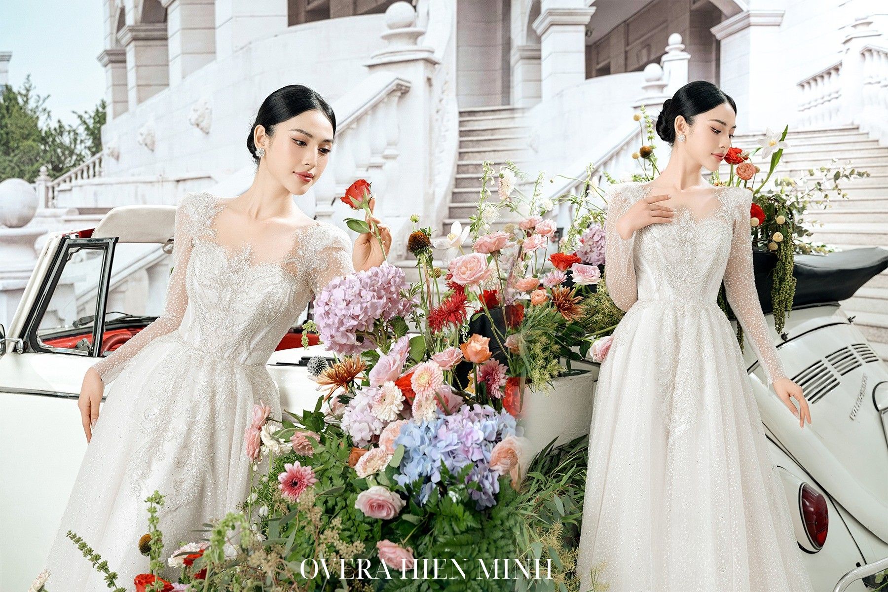 Váy cưới cô dâu tay dài cổ điển,thanh lịch