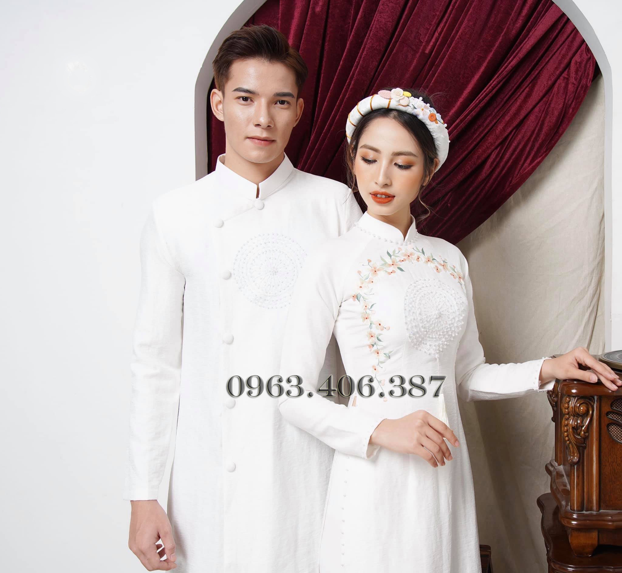 Ao dai cuoi cap mau trang