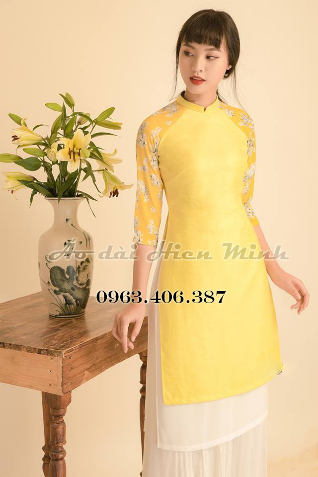 Set áo dài bé gái thêu hoa sen kèm chân váy duyên dáng size từ 10-32 kg  (S226) | Minh Đăng shop