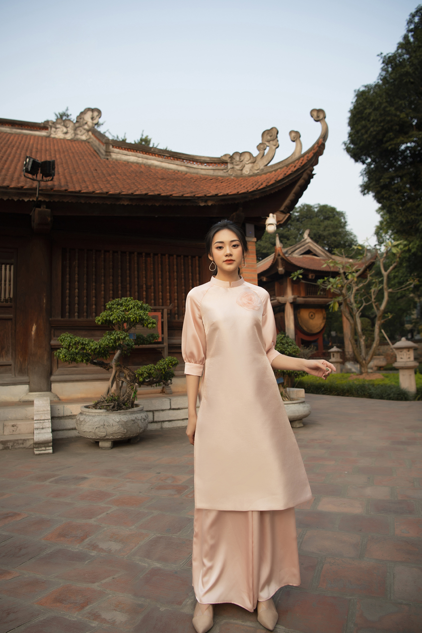 ao dai cach tan mau hong