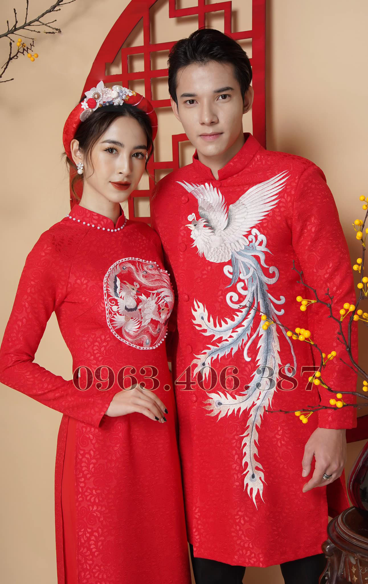 ao dai cuoi cap doi mau do 