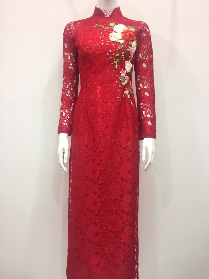 ao dai co dau vai ren