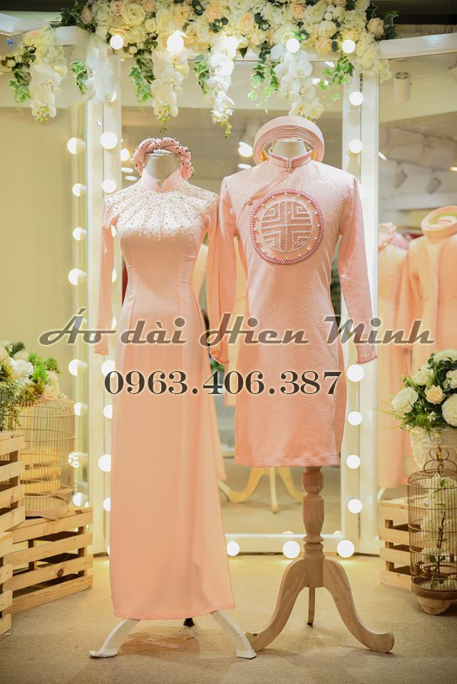 ao dai cuoi mau hong 