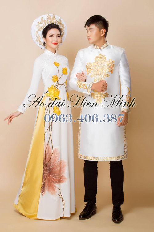 ao dai cuoi cap doi mau trang