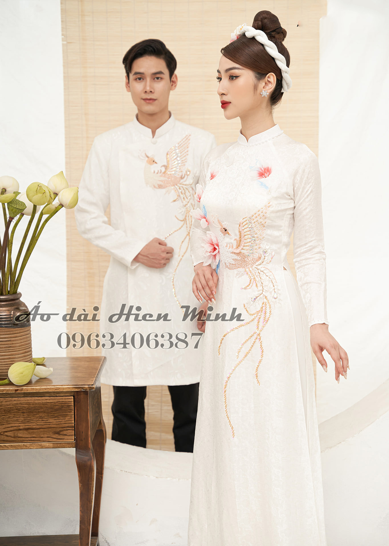 ao dai cuoi cap mau trang