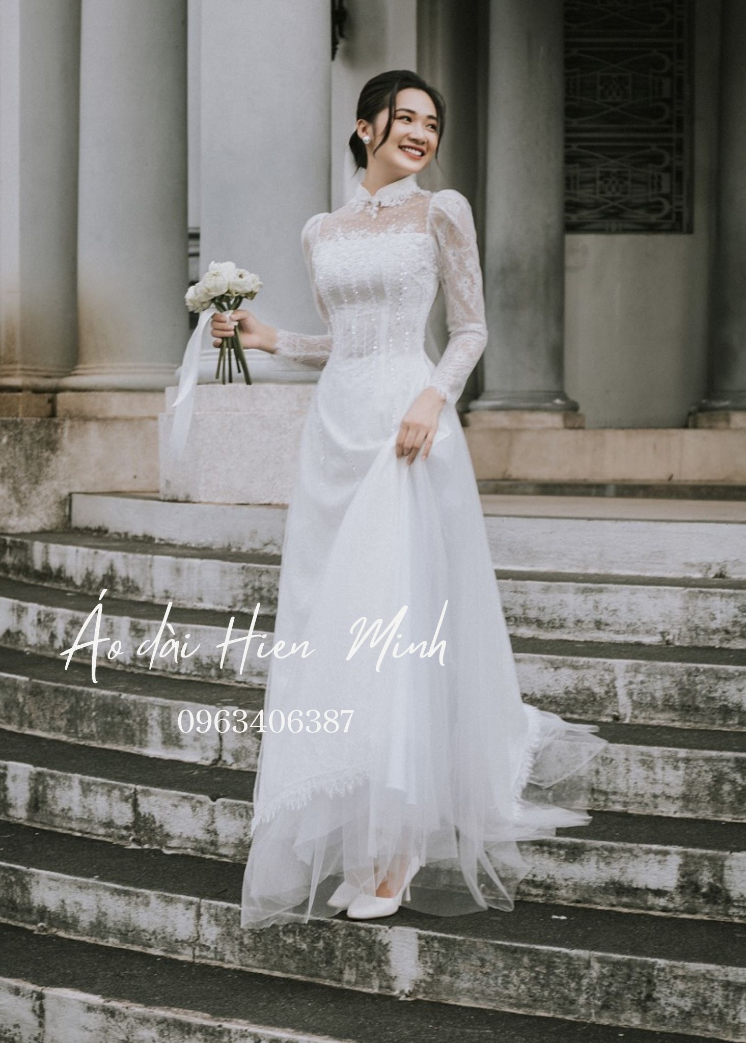 &Aacute;o d&agrave;i cưới c&ocirc; d&acirc;u m&agrave;u trắng 