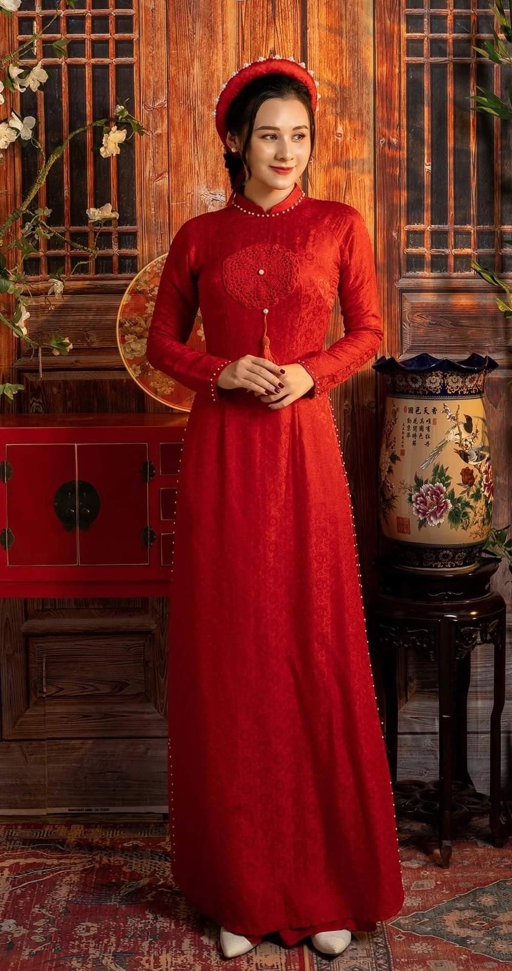 ao dai cuoi doi mau do