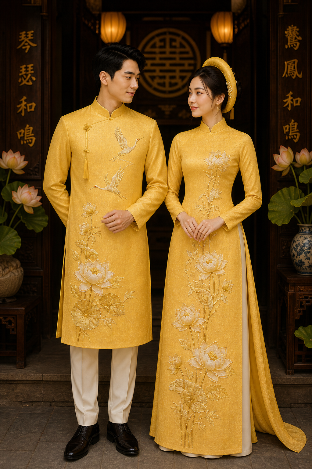 10 ++ Mẫu &aacute;o d&agrave;i cưới đ&ocirc;i m&agrave;u v&agrave;ng  cao cấp đẹp nhất hiện nay d&agrave;nh cho c&ocirc; d&acirc;u ch&uacute; rể