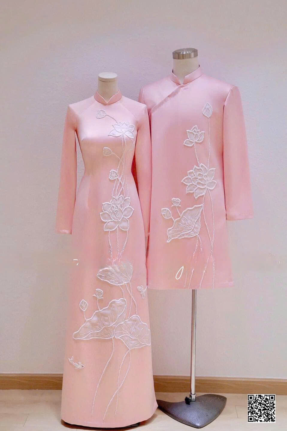 &Aacute;o d&agrave;i cưới m&agrave;u hồng nhẹ nh&agrave;ng, thanh lịch  