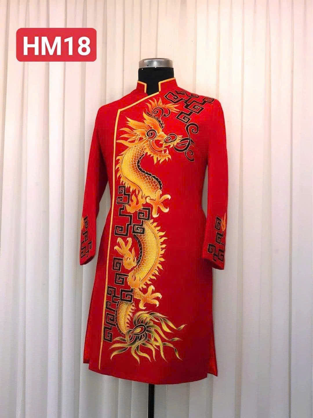 BST Áo dài cách tân nam màu đỏ mới nhất hiện nay