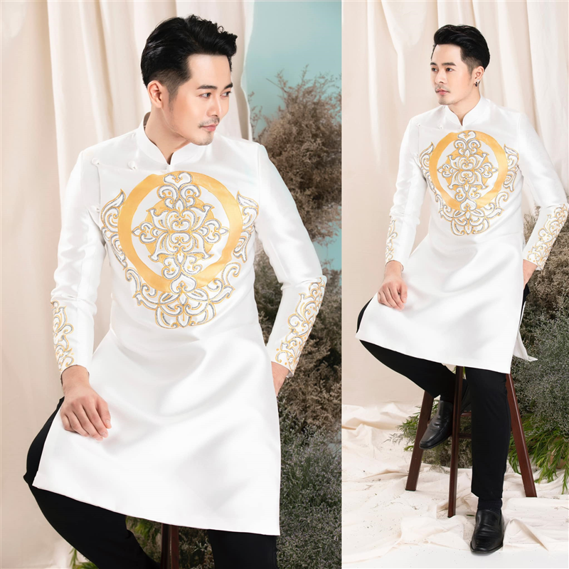 TOP Những mẫu áo dài nam màu trắng thanh lịch sang trọng nhất