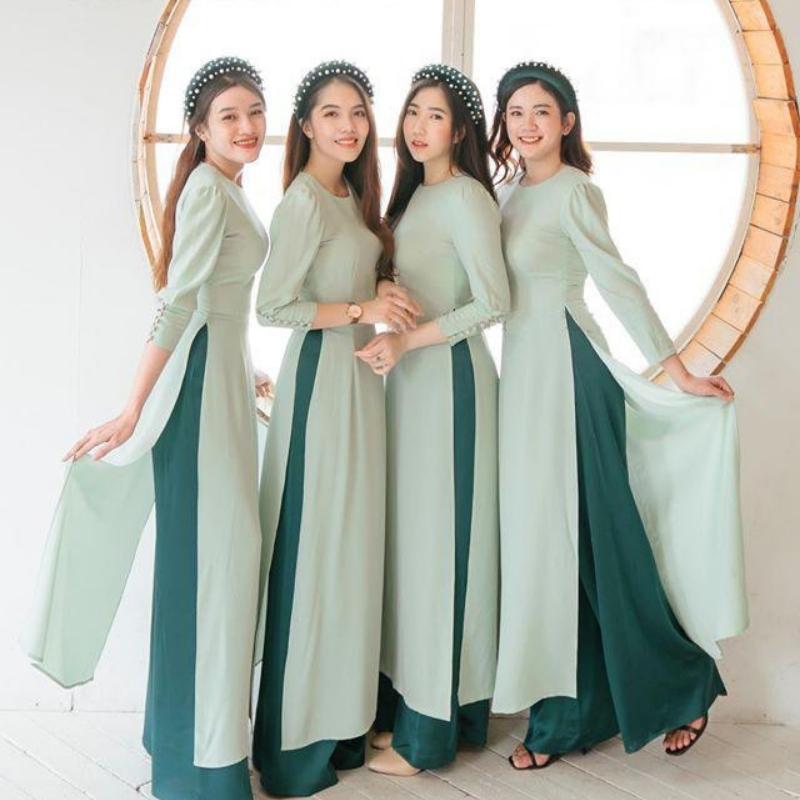 Top những mẫu áo dài phụ dâu nhẹ nhàng, tinh tế cho ngày cưới thanh lịch