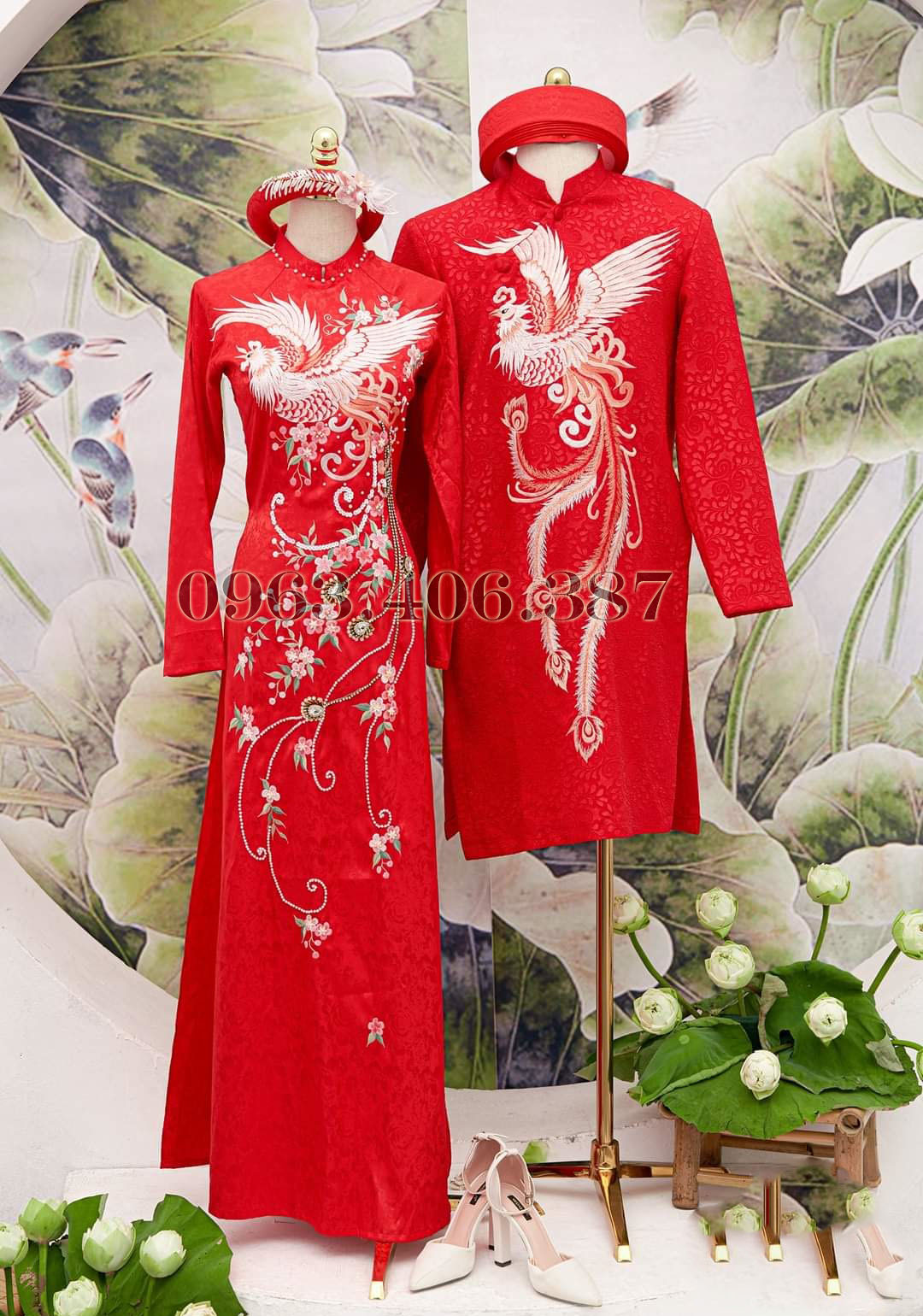 ao dai cuoi cap mau do