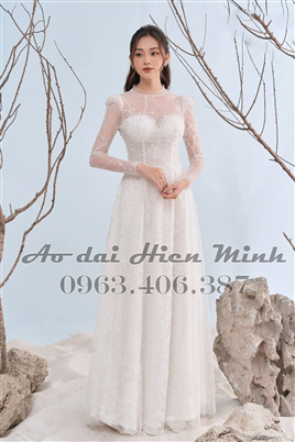 Áo dài cô dâu màu trắng - HMCD52