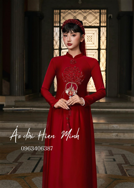Áo dài cô dâu màu đỏ kết phale cao cấp