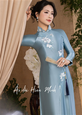 Áo dài dành cho mẹ cao cấp màu xanh thanh lịch