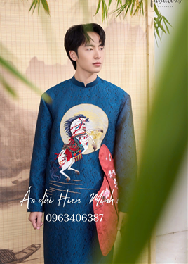 Áo dài cách tân nam họa tiết Ngựa thêu cao cấp
