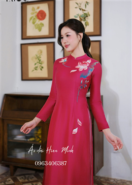 Áo dài cách tân nữ cao cấp hoạ tiết thêu hoa sen