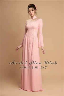 Áo dài cưới dành cho cô dâu màu hồng - HMCD064