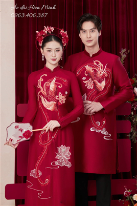 Áo Dài Cưới Đôi Màu Đỏ Phượng Hoàng ADC 21