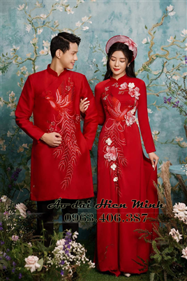 Áo dài cưới truyền thống họa tiết Phụng thêu