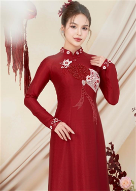 Áo dài cưới truyền thống màu đỏ cô dâu