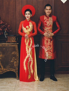 Áo dài cưới truyền thống màu đỏ nam nữ