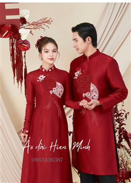 Áo dài đôi dành cho cô dâu chú rể màu đỏ HMC424