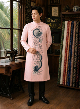 Áo dài nam cách tân hoạ tiết rồng
