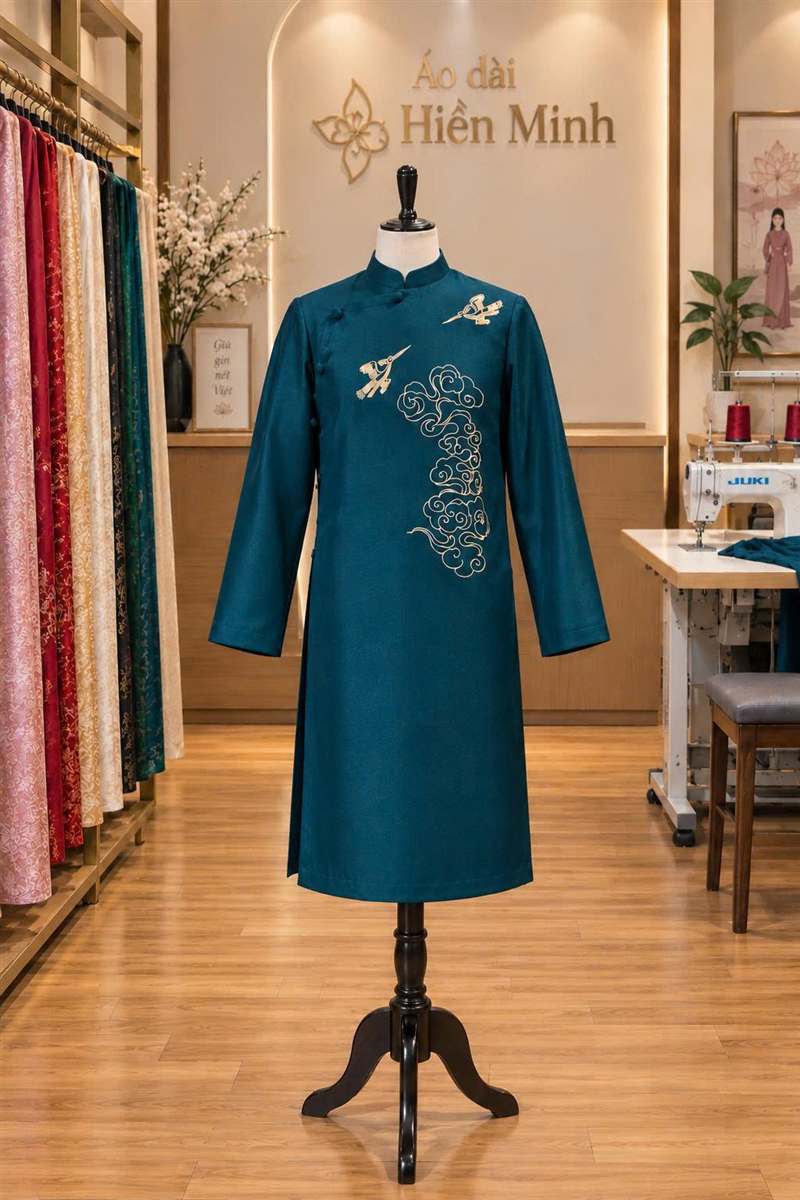 Áo dài nam hoạ tiết truyền thống