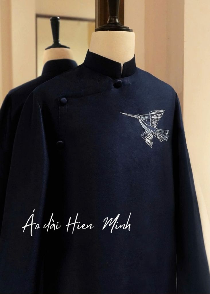 Áo dài nam truyền thống họa tiết chim Lạc