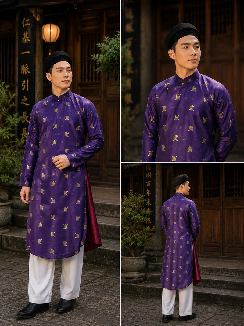 Áo dài ngũ thân truyền thống cho nam - HMNT109