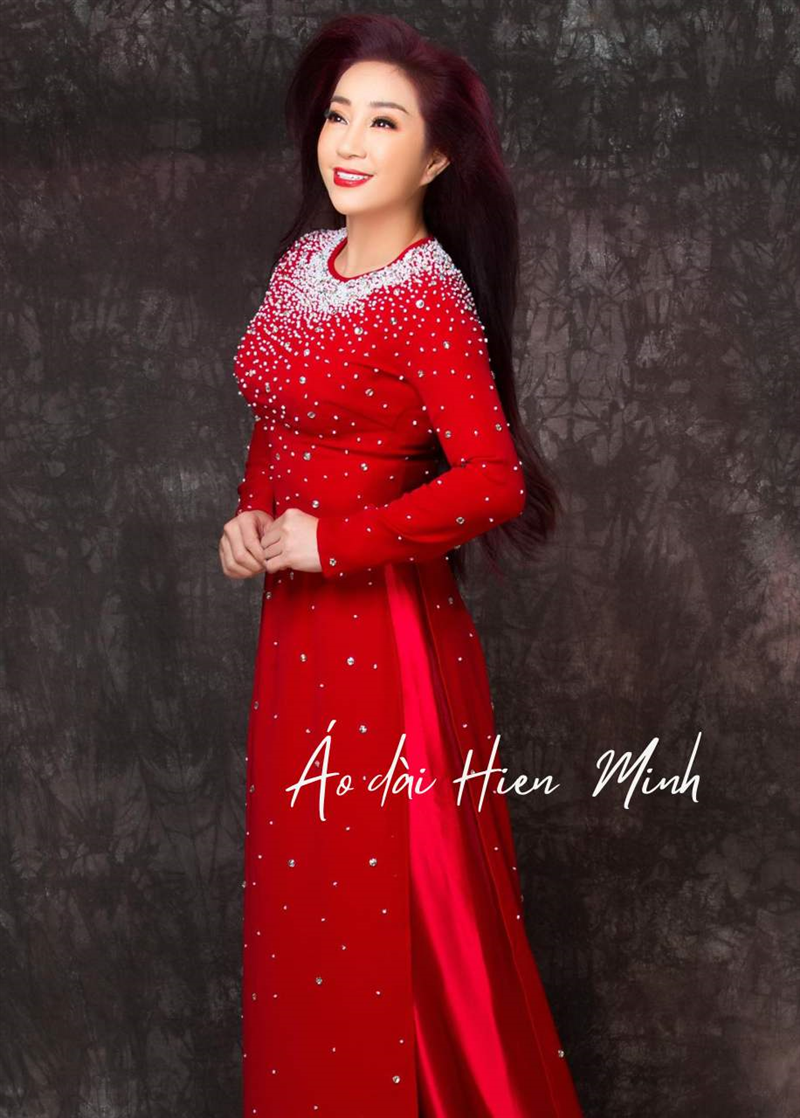 Áo dài sui gia màu đỏ cao cấp HMS012