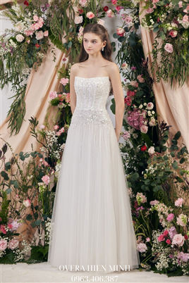Váy Cưới Cô Dâu  Cúp Ngực Đính Sequin Thanh Lịch